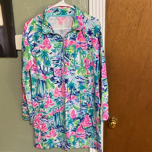 Lilly Pulitzer Dresses & Skirts - Lilly Pulitzer Pink and Green Tropical Long Sleeve Dress